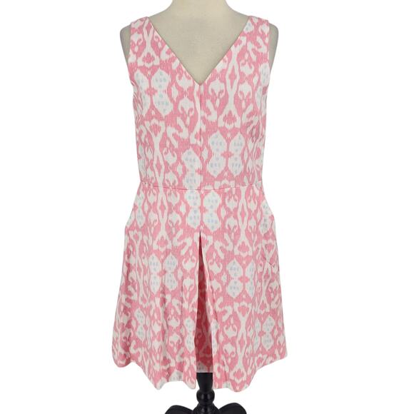 SALE Vintage Y2K Gap 100% Linen Abstract Ikat Dress Pink Blue Womens SZ 6 - Picture 4 of 10